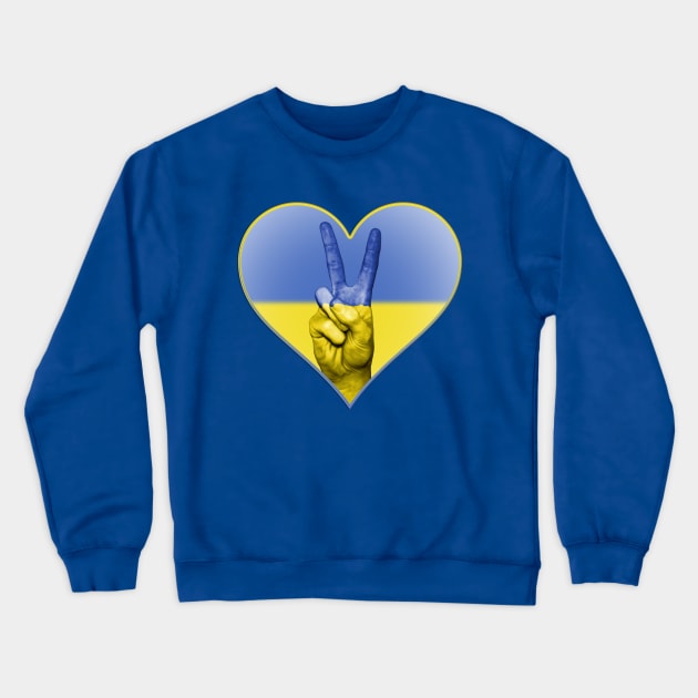 Ukrainian flag inside a heart Crewneck Sweatshirt by tashashimaa